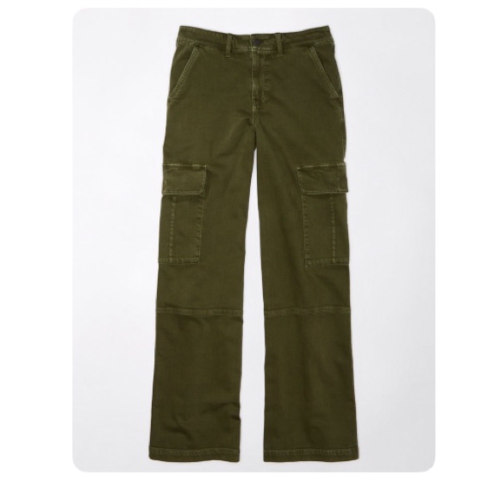 American Eagle Olive Green Wide Leg Cargo Pants 16 short NWT